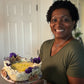 Mom holding 8in Heart cheesecake 